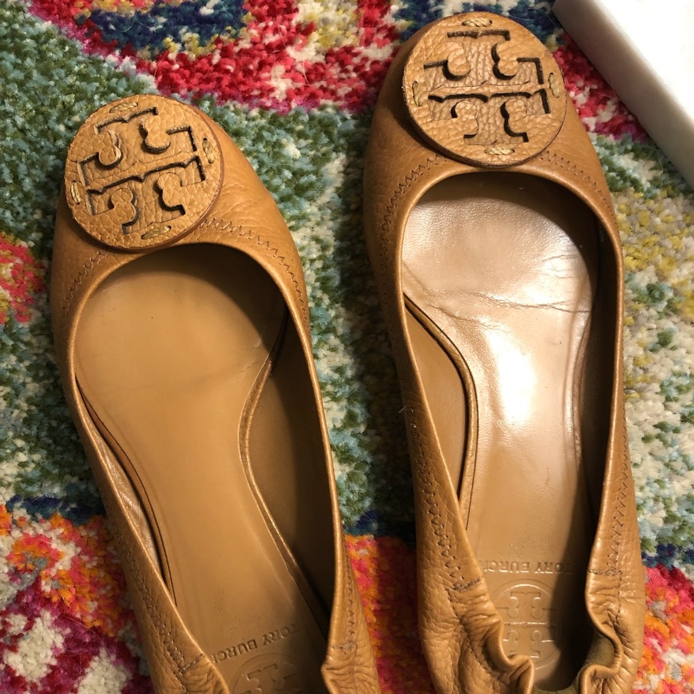 Tory Burch Reva brown leather flats 8.5